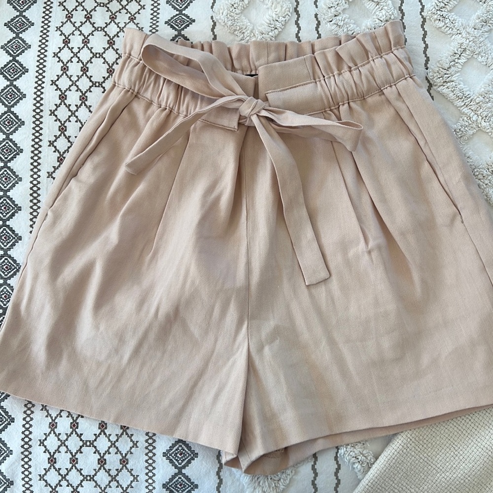 New Express High Rise Linen Blend Shorts